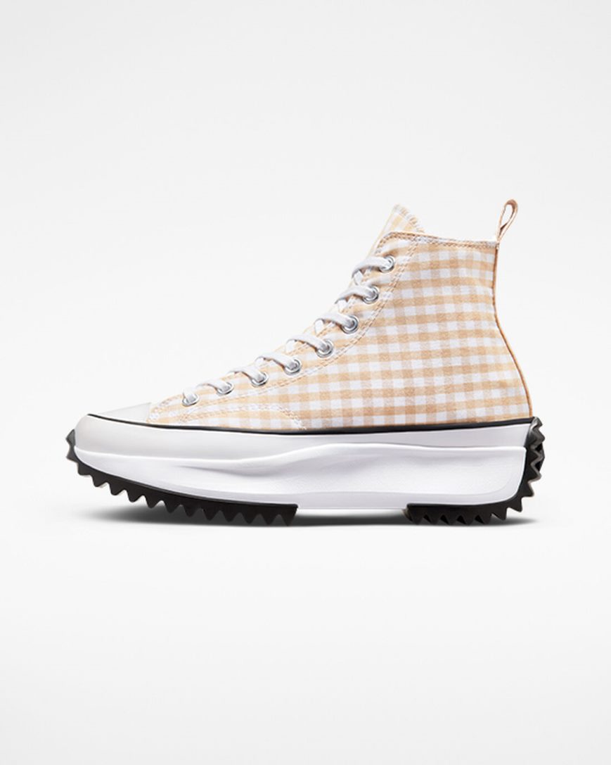 Pánské Boty Na Platformy Converse Run Star Hike Gingham Vysoké Béžový Bílé Černé | CZ BUWR25